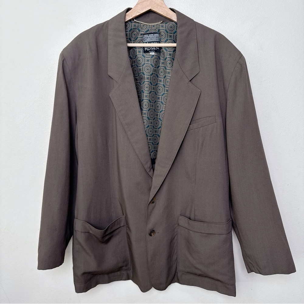 Harry Rosen Vintage Mens 44 Wool Earth Tone Button Relax Blazer
